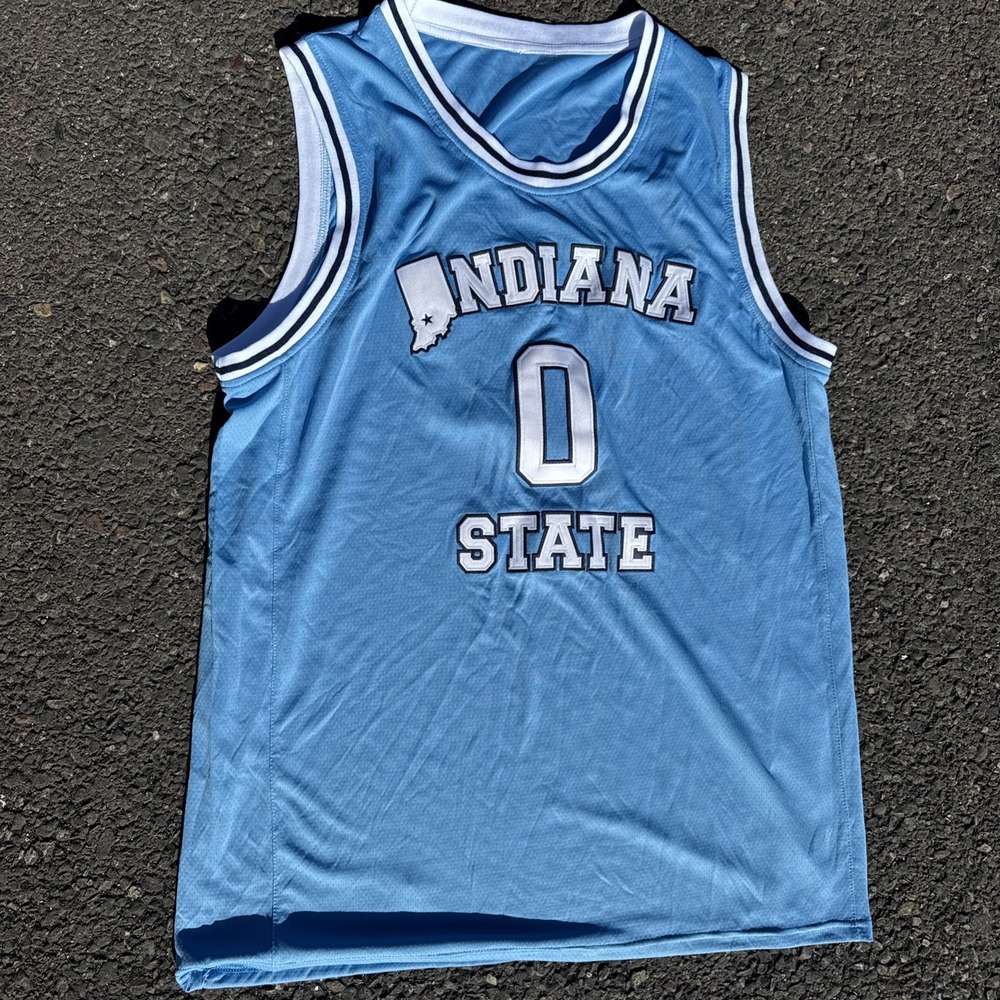 Retro Vintage Men's Basketball Jersey Bird‎ Indiana State Jersey  Stitched Blue